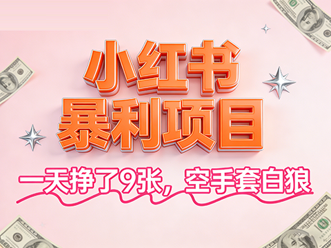一天挣了9张，用小红书做这个项目太牛了，空手套-军师宝