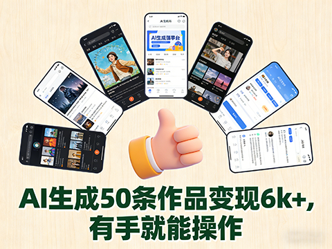 AI生成50条作品变现6k+，可矩阵操作，有手就能操作-军师宝