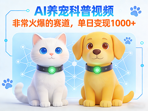 AI养宠科普视频，单日变现1000+，非常火爆的赛道-军师宝